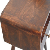 Mini California Walnut Curved Bedside with Open Slot Bedside Table