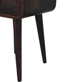 Mini California Walnut Curved Bedside with Open Slot Bedside Table