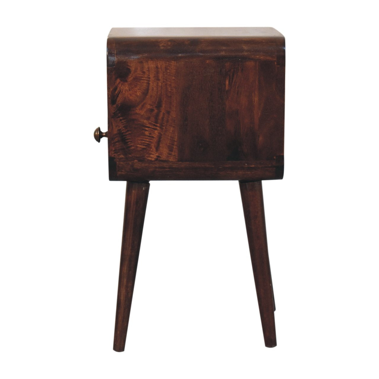 Mini California Walnut Curved Bedside with Open Slot Bedside Table