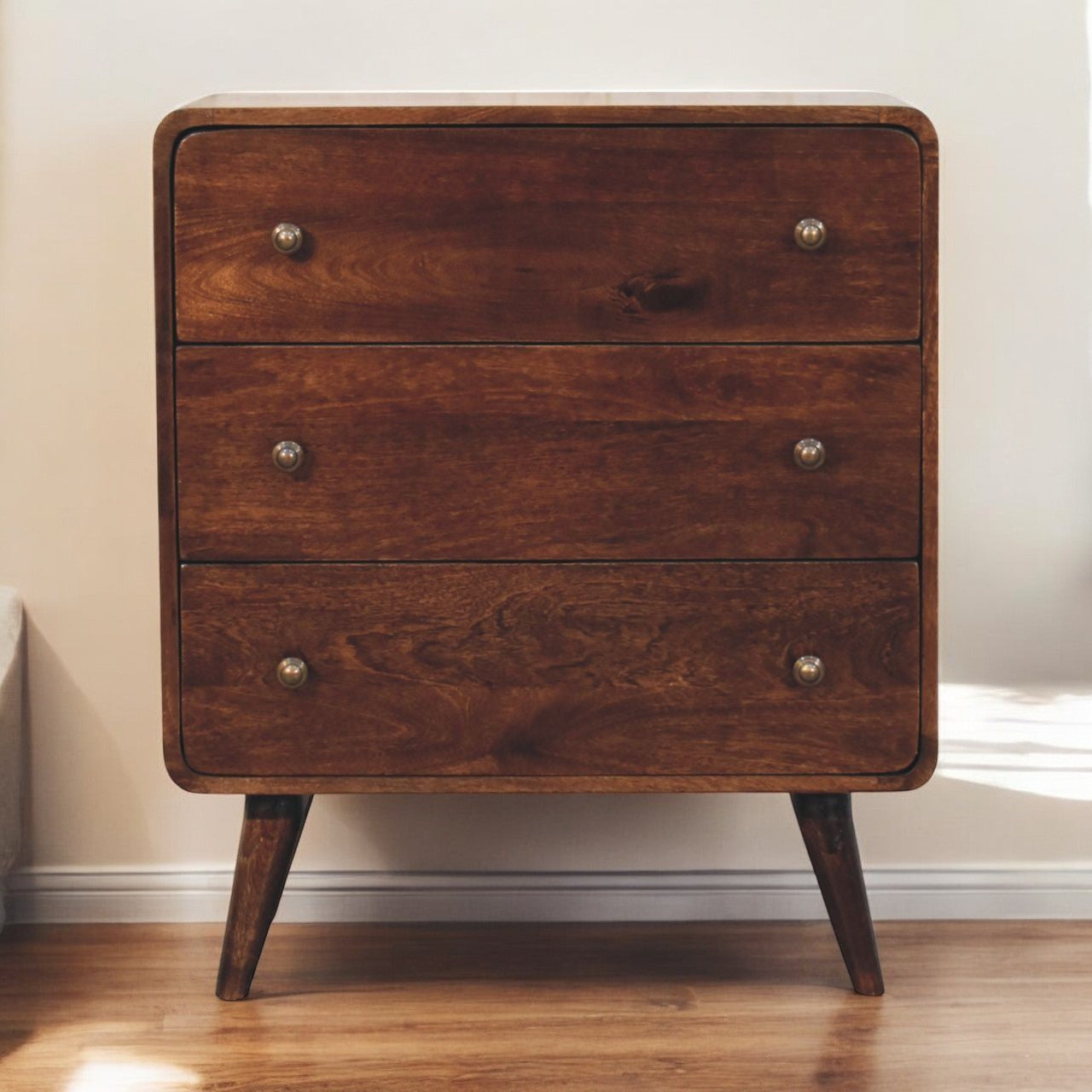 Curved California Walnut Chest of Drawers
