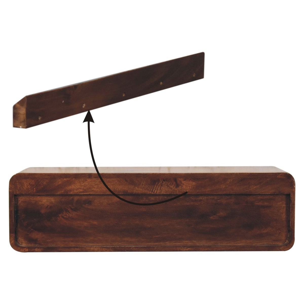 Floating California Walnut Open Console Table | Wall-Mounted