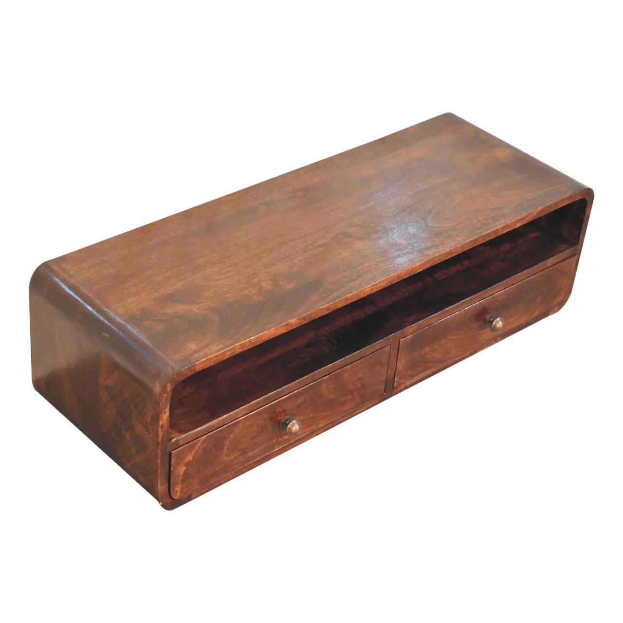 Floating California Walnut Open Console Table | Wall-Mounted