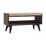 California Walnut bench with mud linen seat pad | Tweed