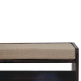 California Walnut bench with mud linen seat pad | Tweed