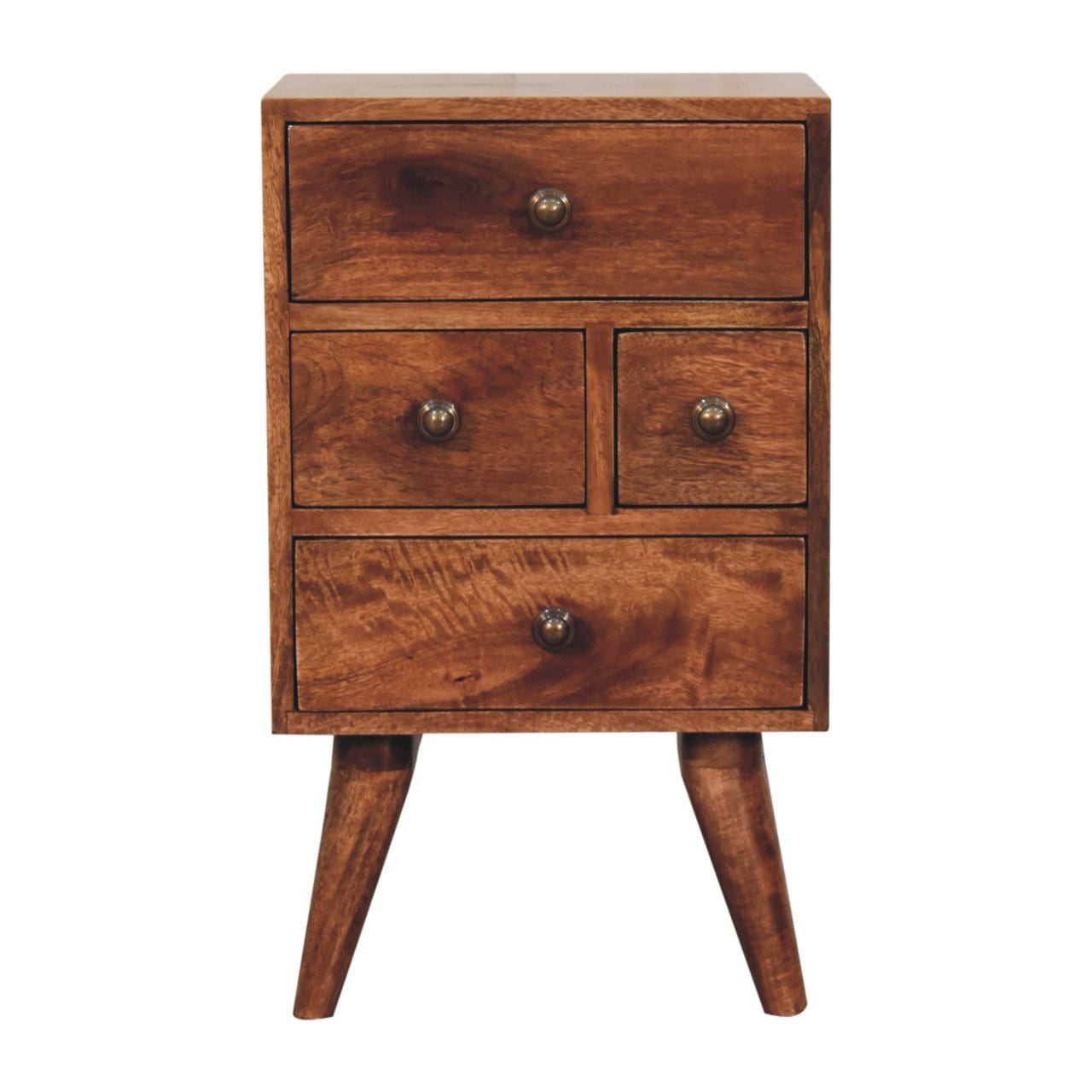 Honey Caramel Nordic Style 4-Drawer Multi Bedside Table