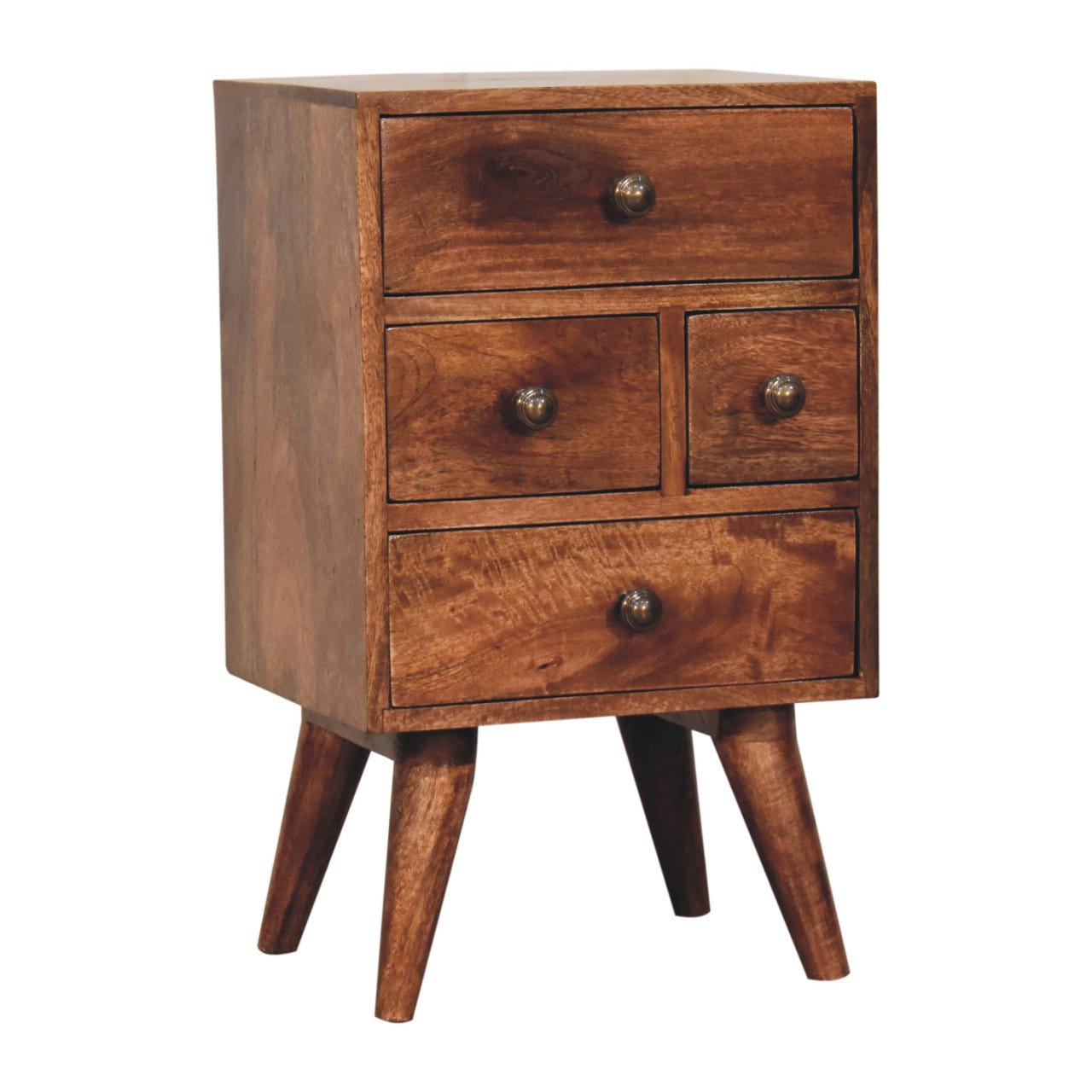 Honey Caramel Nordic Style 4-Drawer Multi Bedside Table