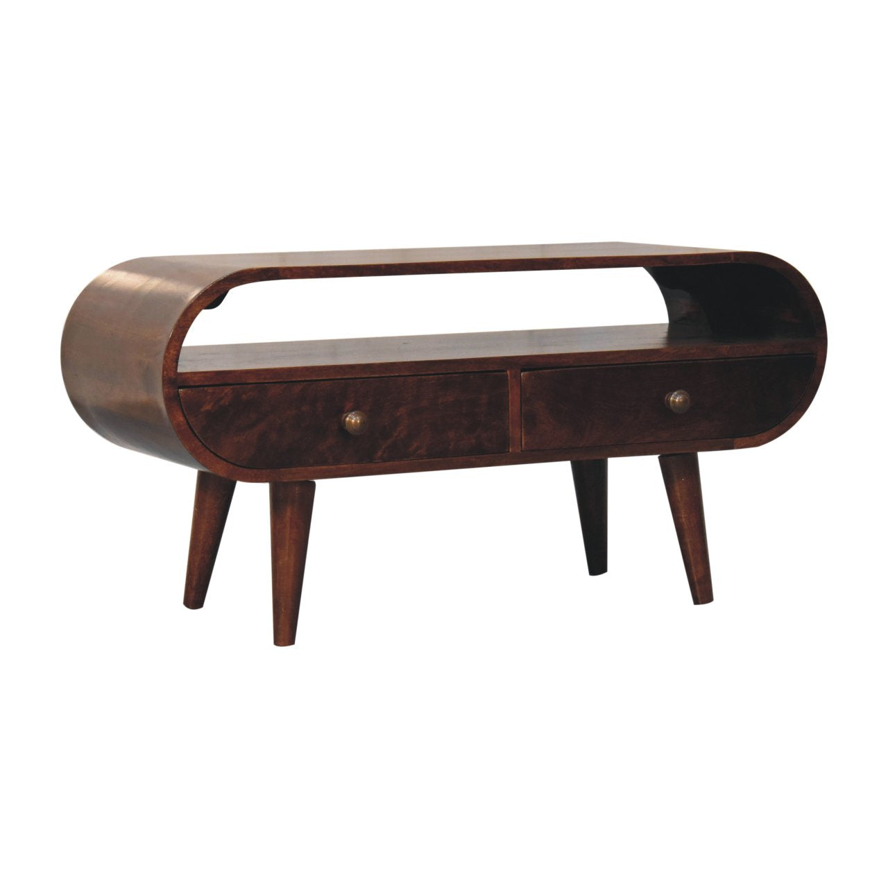 California Walnut Circular TV Stand TV Media Unit