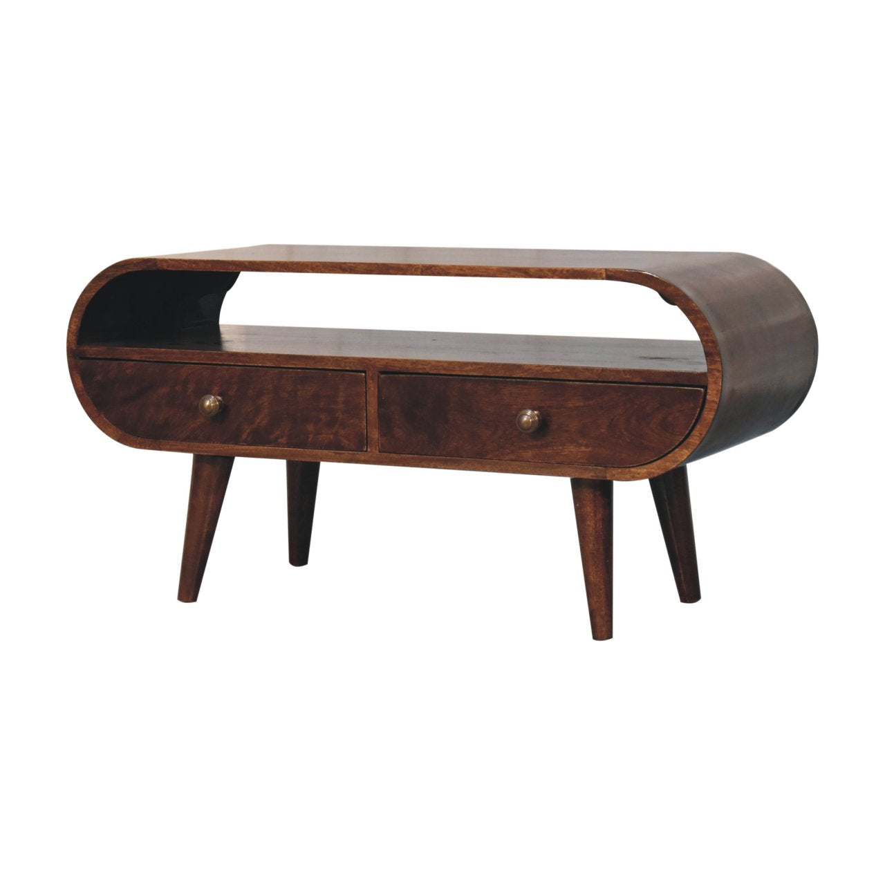 California Walnut Circular TV Stand TV Media Unit