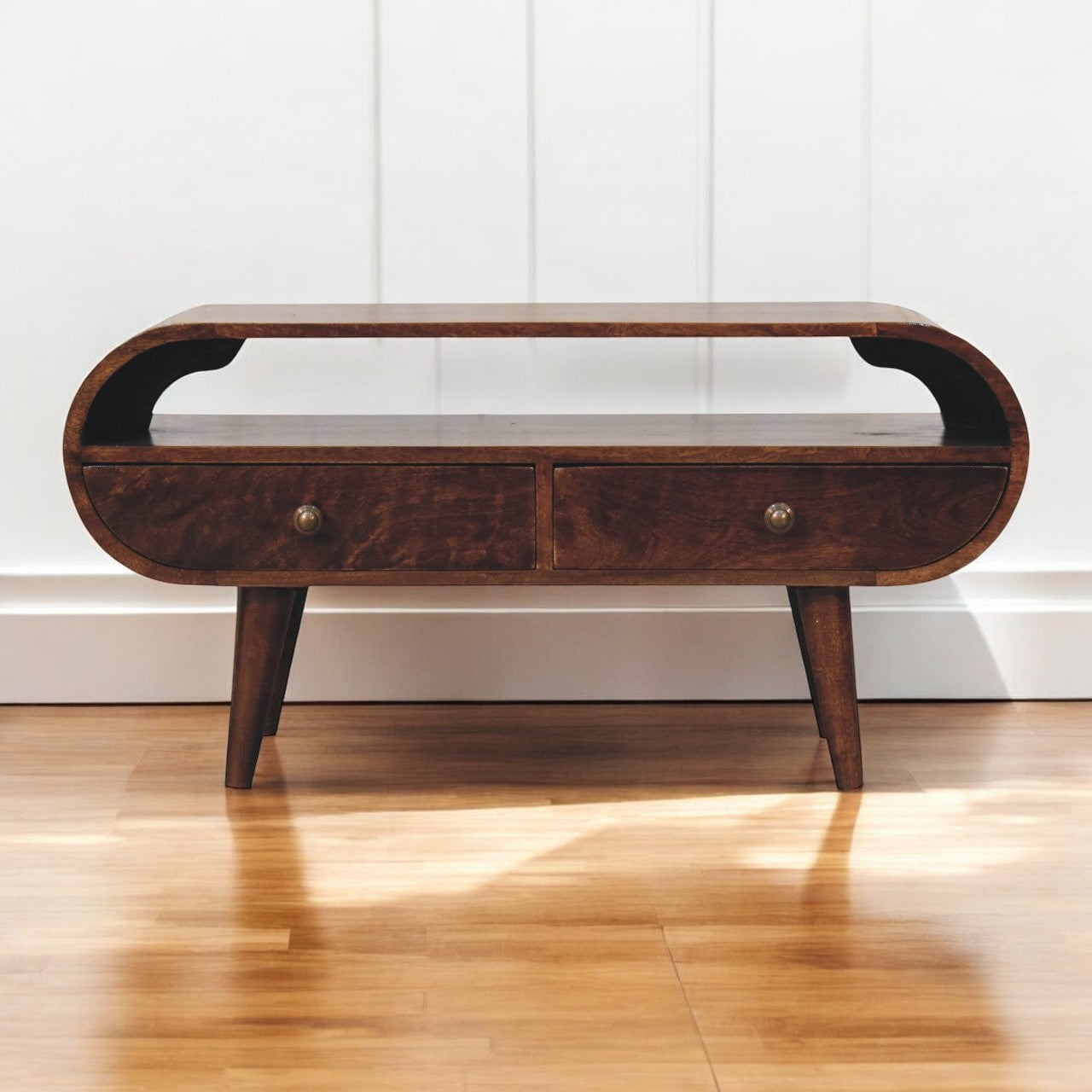 California Walnut Circular TV Stand TV Media Unit
