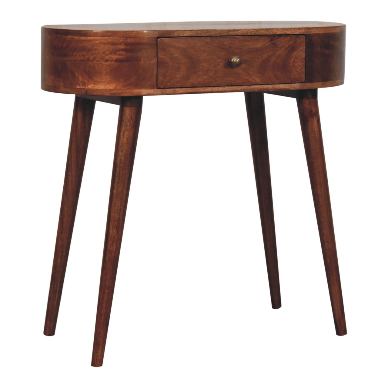Honey Caramel Rounded Small Console Table | California Walnut Mango Wood