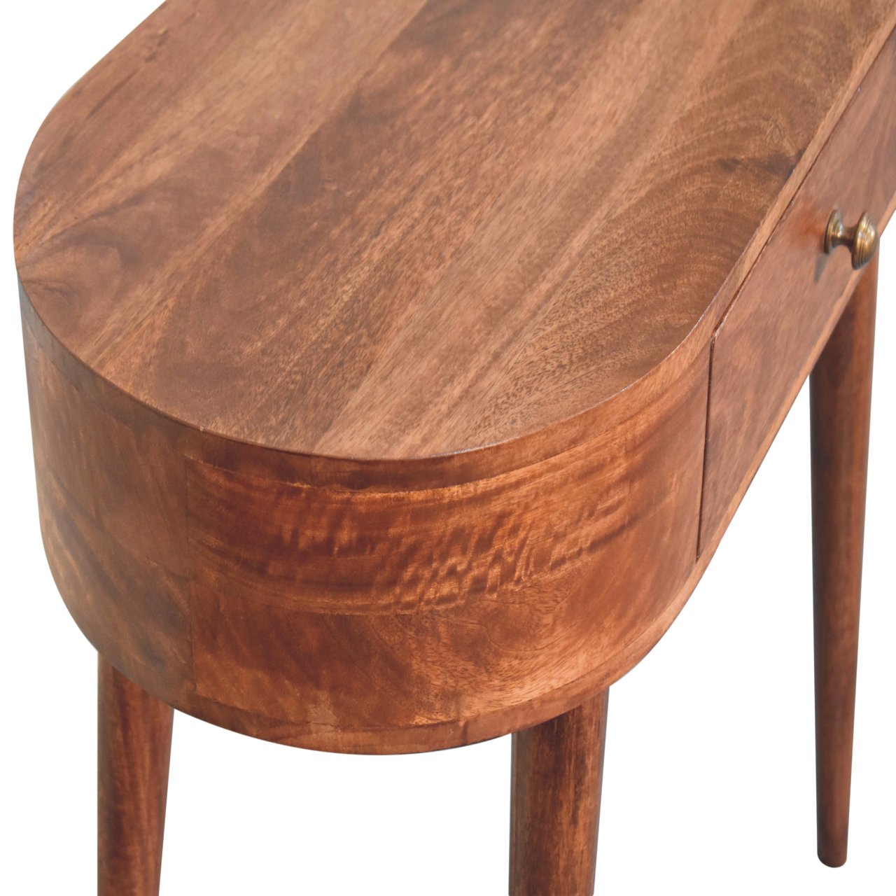 Honey Caramel Rounded Small Console Table | California Walnut Mango Wood