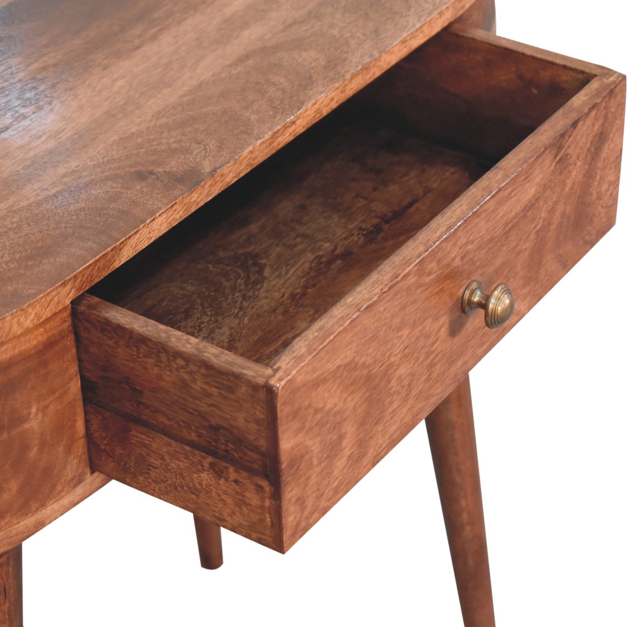 Honey Caramel Rounded Small Console Table | California Walnut Mango Wood