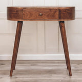Honey Caramel Rounded Small Console Table | California Walnut Mango Wood