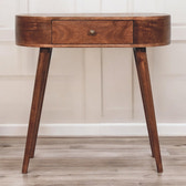 Honey Caramel Rounded Small Console Table | California Walnut Mango Wood