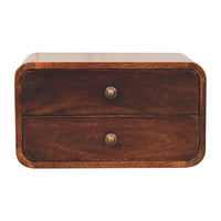 Curved California Walnut Wall Mounted Bedside Table