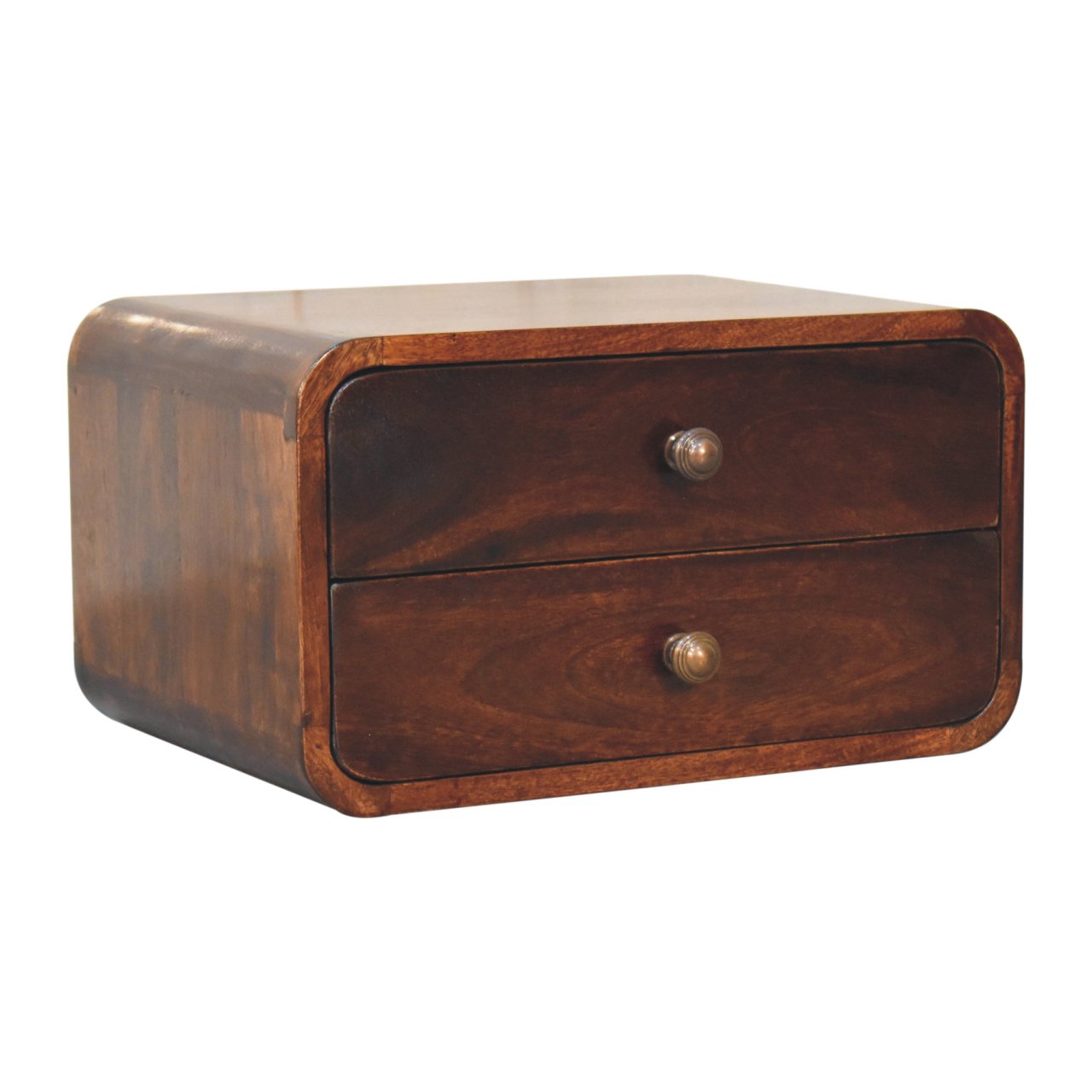 Curved California Walnut Wall Mounted Bedside Table | Wall-Mounted