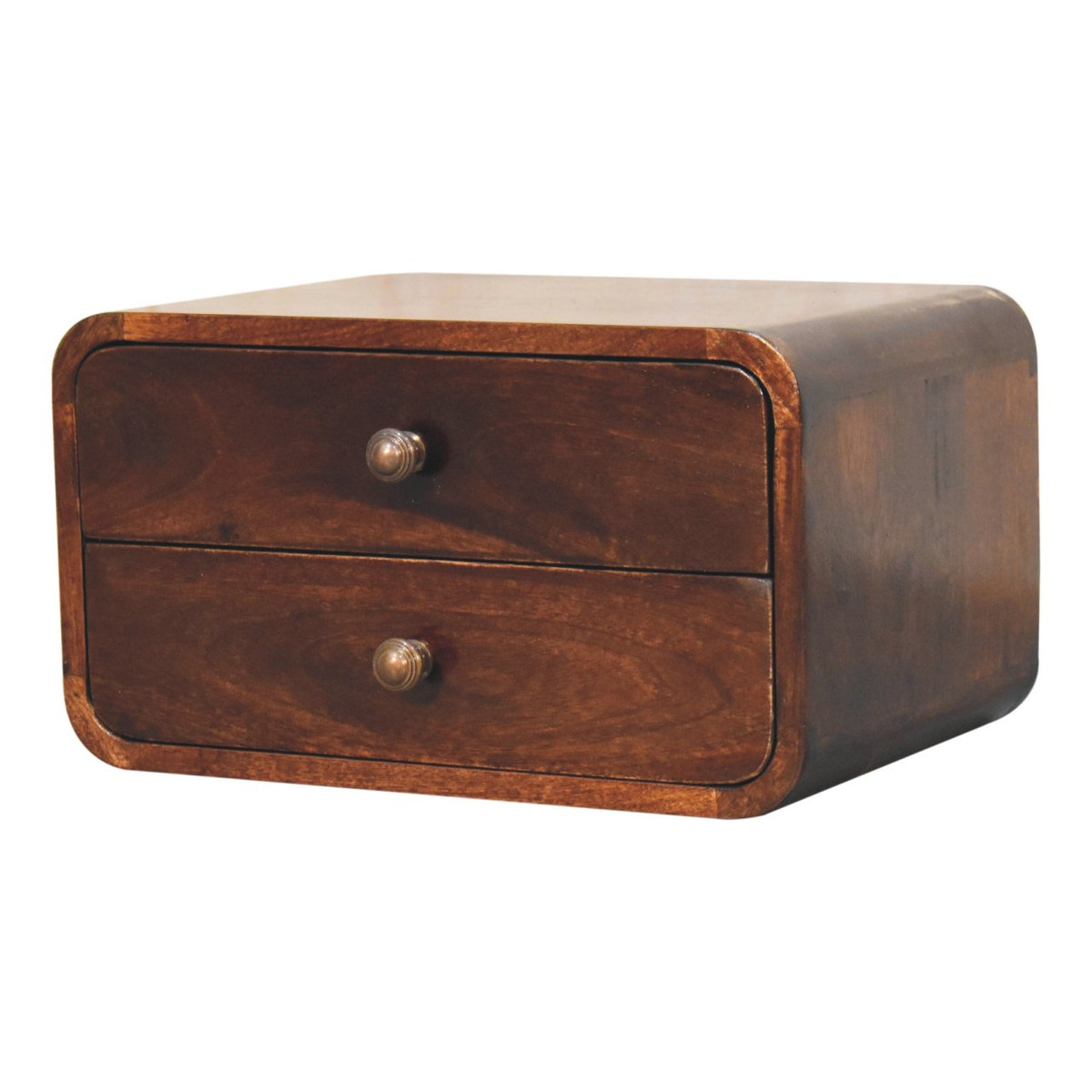 Curved California Walnut Wall Mounted Bedside Table | Wall-Mounted