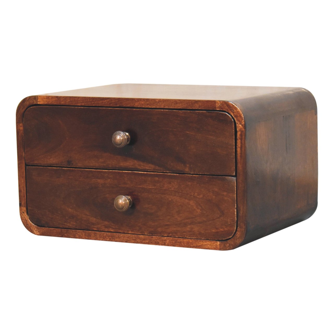 Curved California Walnut Wall Mounted Bedside Table | Wall-Mounted