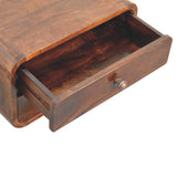 Curved California Walnut Wall Mounted Bedside Table | Wall-Mounted