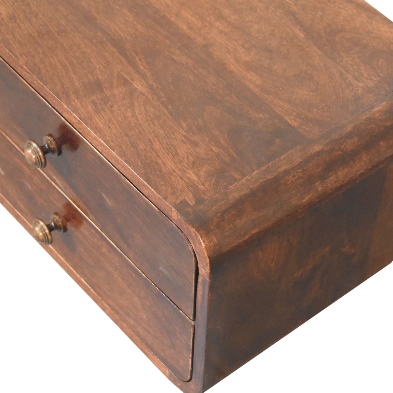 Curved California Walnut Wall Mounted Bedside Table | Wall-Mounted