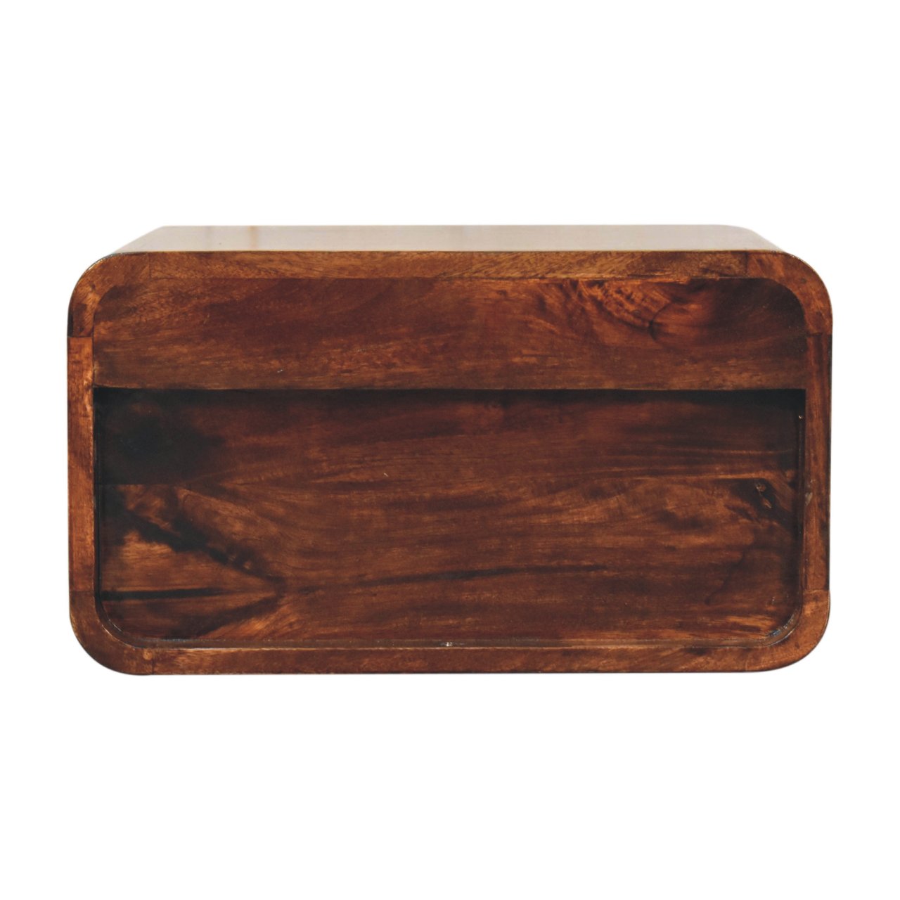 Curved California Walnut Wall Mounted Bedside Table | Wall-Mounted
