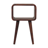 Mini Honey Caramel Curved Open Bedside Table