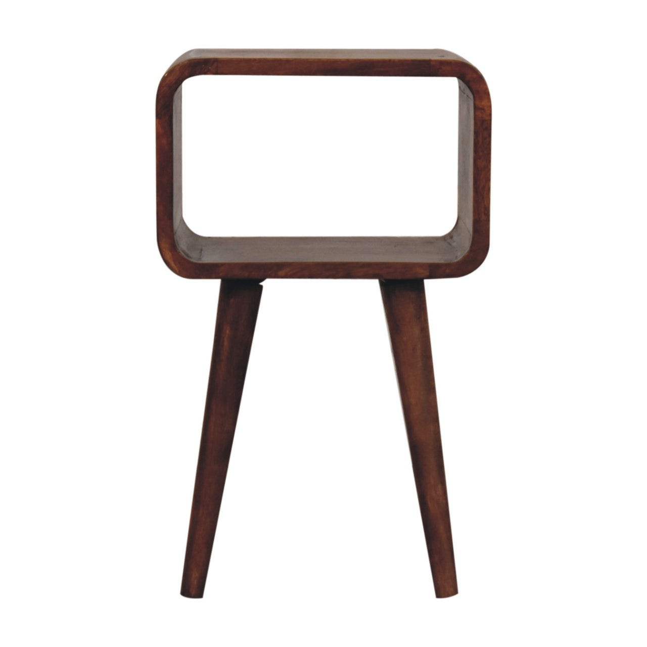 Mini Honey Caramel Curved Open Bedside Table