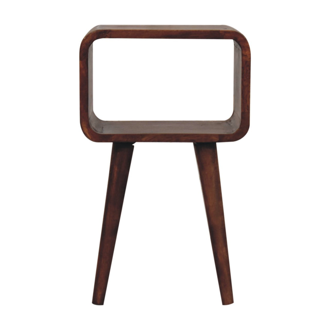 Mini Honey Caramel Curved Open Bedside Table