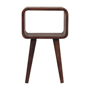 Mini Honey Caramel Curved Open Bedside Table