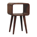 Mini Honey Caramel Curved Open Bedside Table