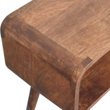 Mini Honey Caramel Curved Open Bedside Table