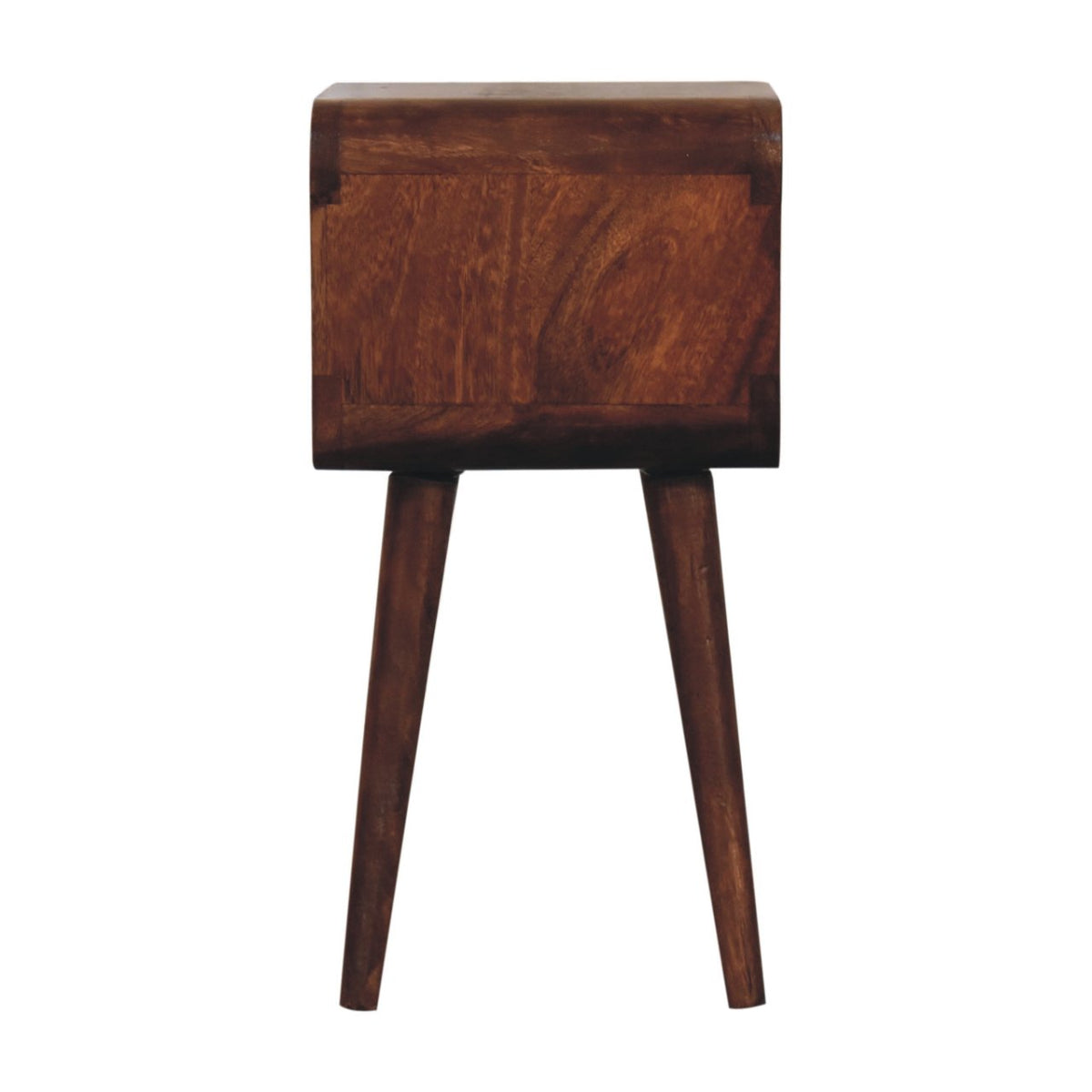 Mini Honey Caramel Curved Open Bedside Table