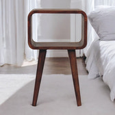 Mini Honey Caramel Curved Open Bedside Table