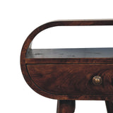 California Walnut Circular Bedside with Open Slot Bedside Table