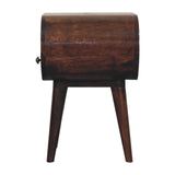 California Walnut Circular Bedside with Open Slot Bedside Table