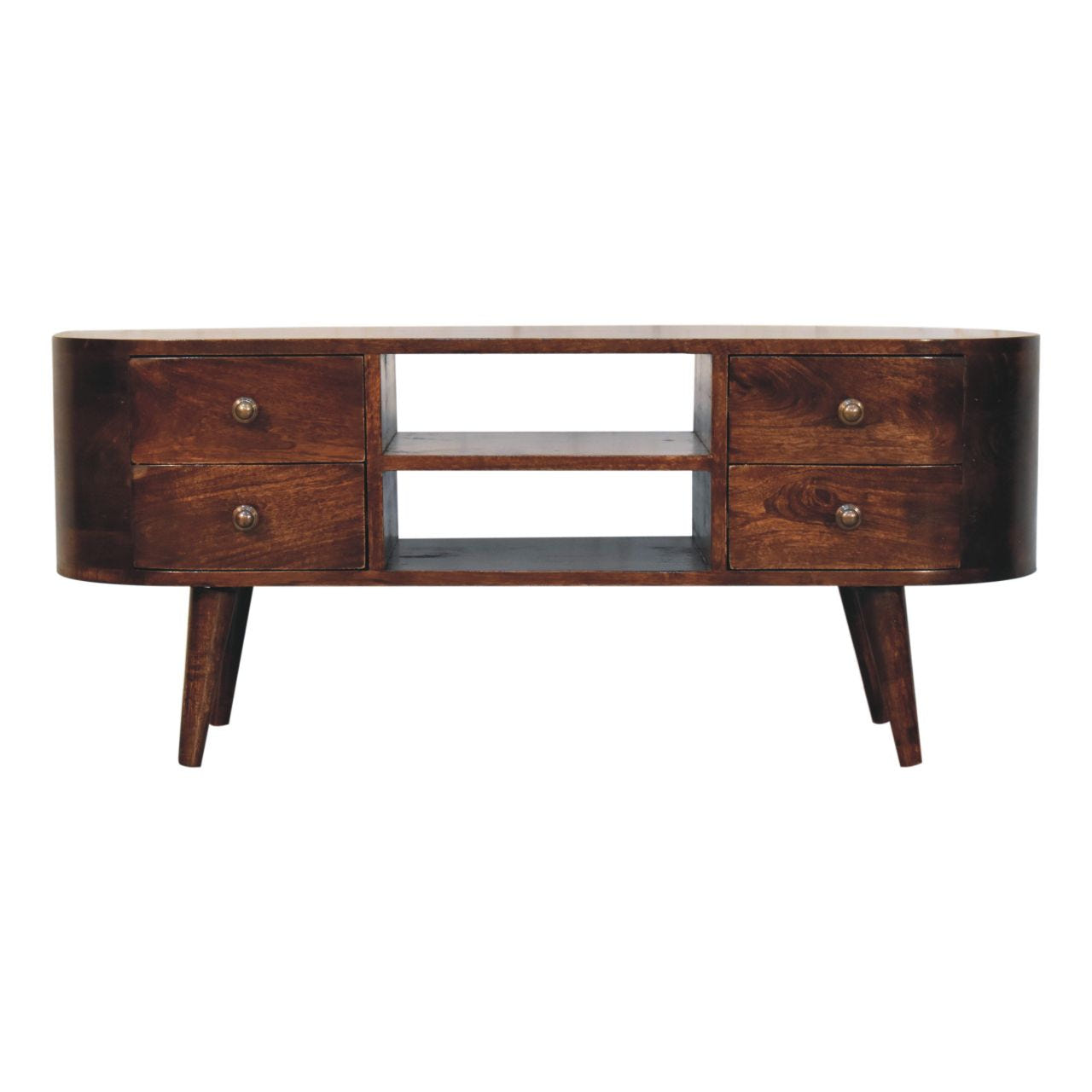 California Walnut Rounded Entertainment TV Media Unit