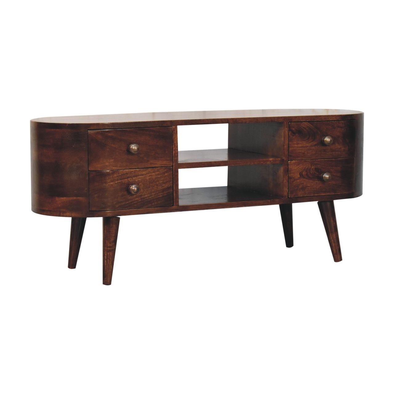 California Walnut Rounded Entertainment TV Media Unit