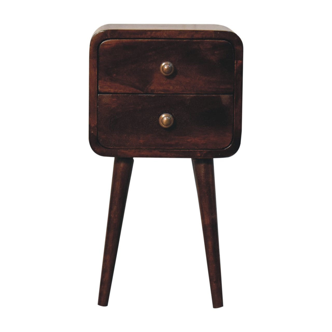 Mini California Walnut Curved Bedside Table