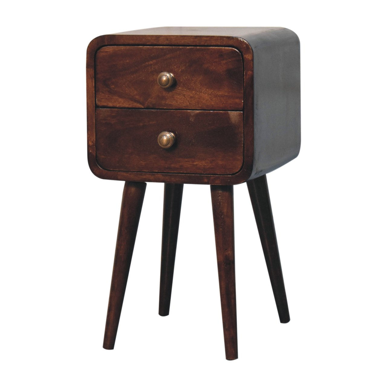 Mini California Walnut Curved Bedside Table