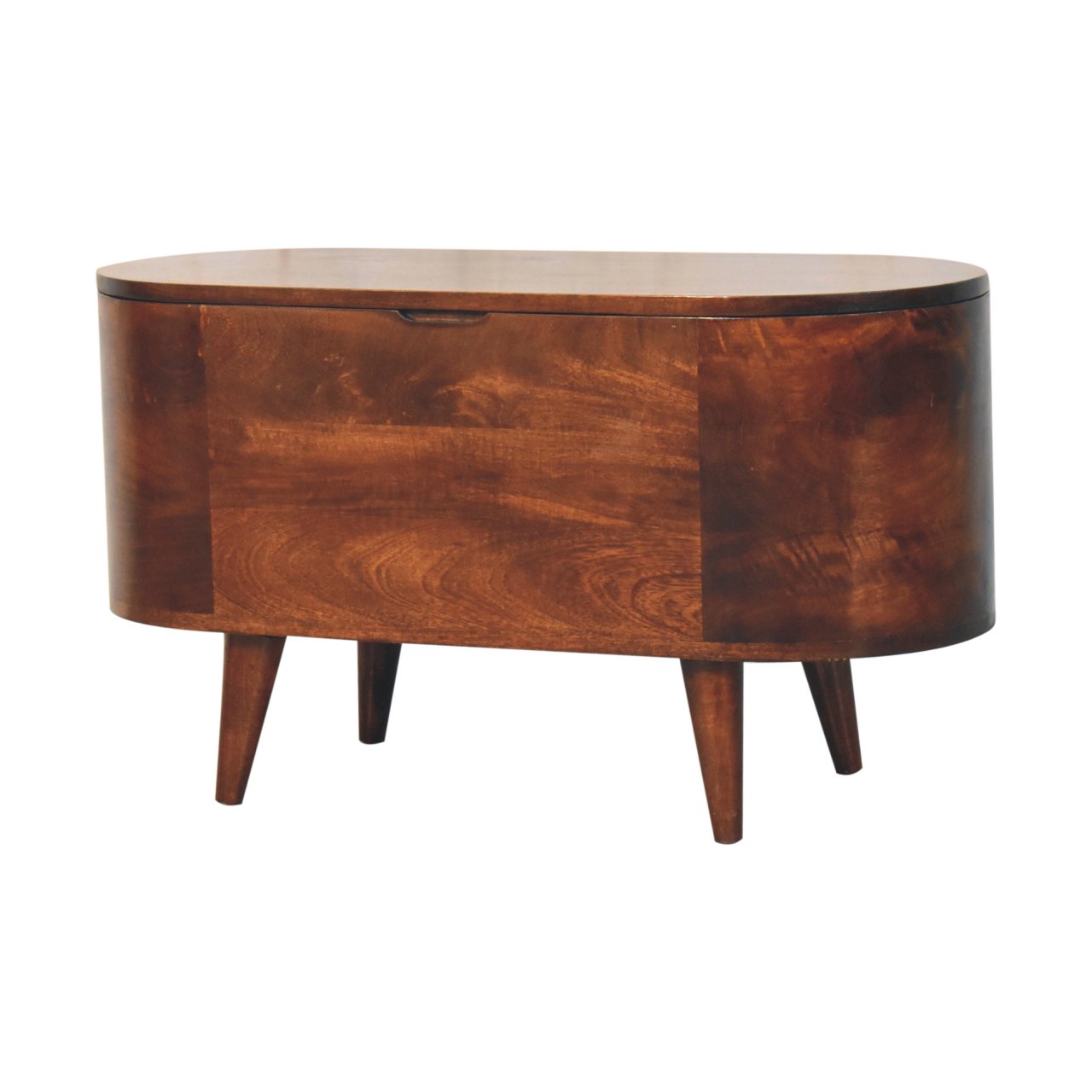 California Walnut Rounded Lid up Blanket Box Storage Bench