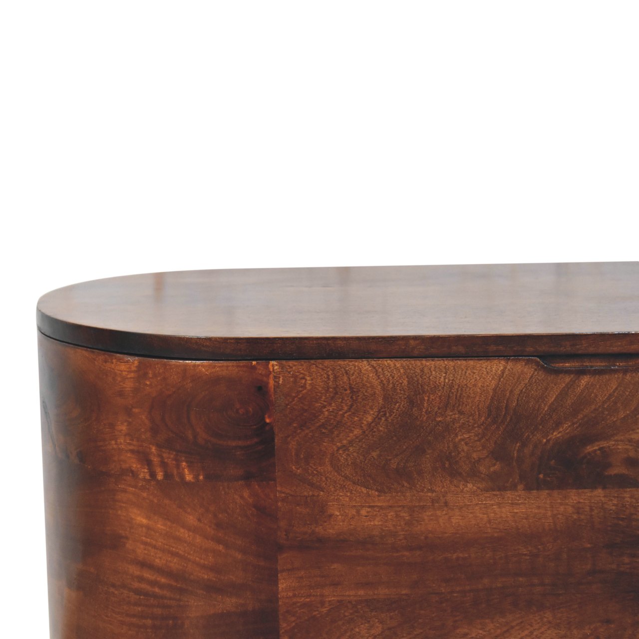 California Walnut Rounded Lid up Blanket Box Storage Bench
