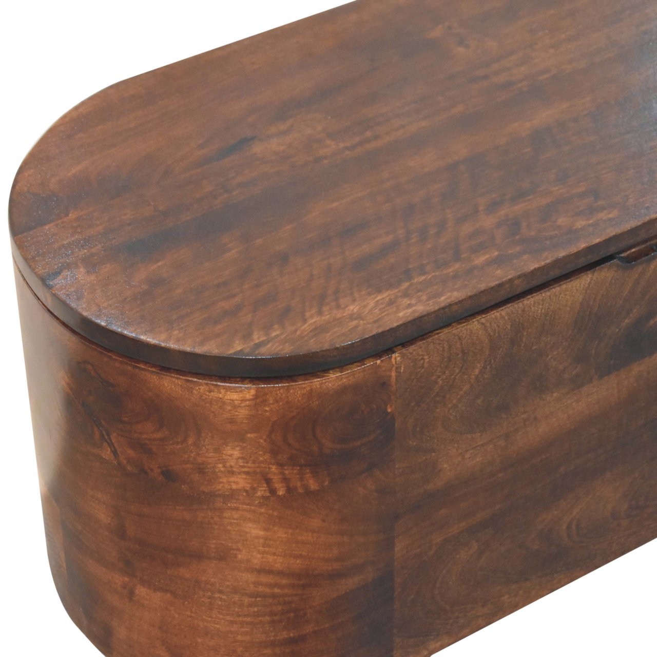 California Walnut Rounded Lid up Blanket Box Storage Bench