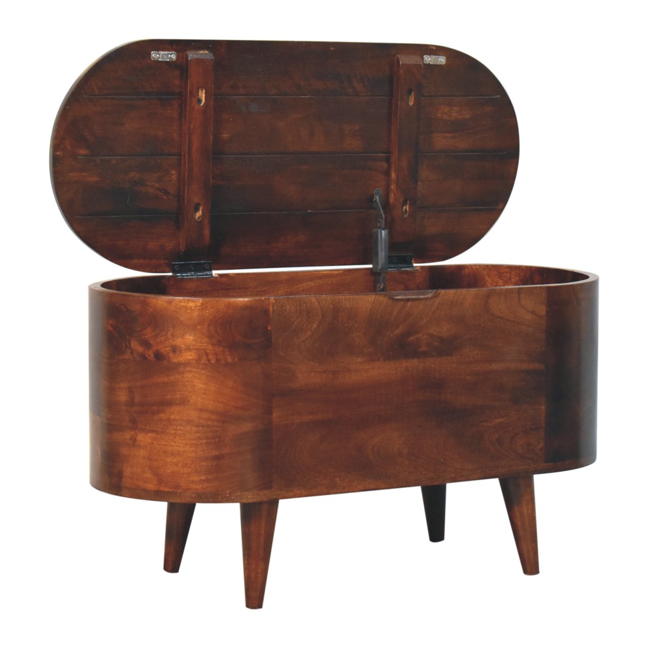 California Walnut Rounded Lid up Blanket Box Storage Bench