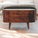 California Walnut Rounded Lid up Blanket Box Storage Bench
