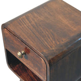 Mini California Walnut Curved Bedside with Lower Slot Bedside Table