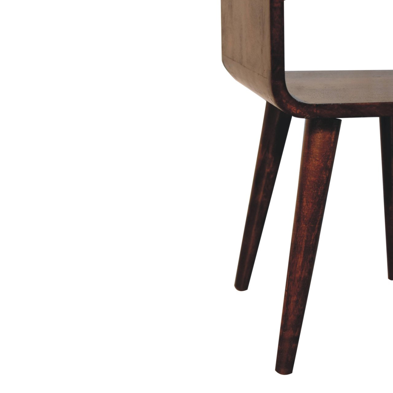 Mini California Walnut Curved Bedside with Lower Slot Bedside Table