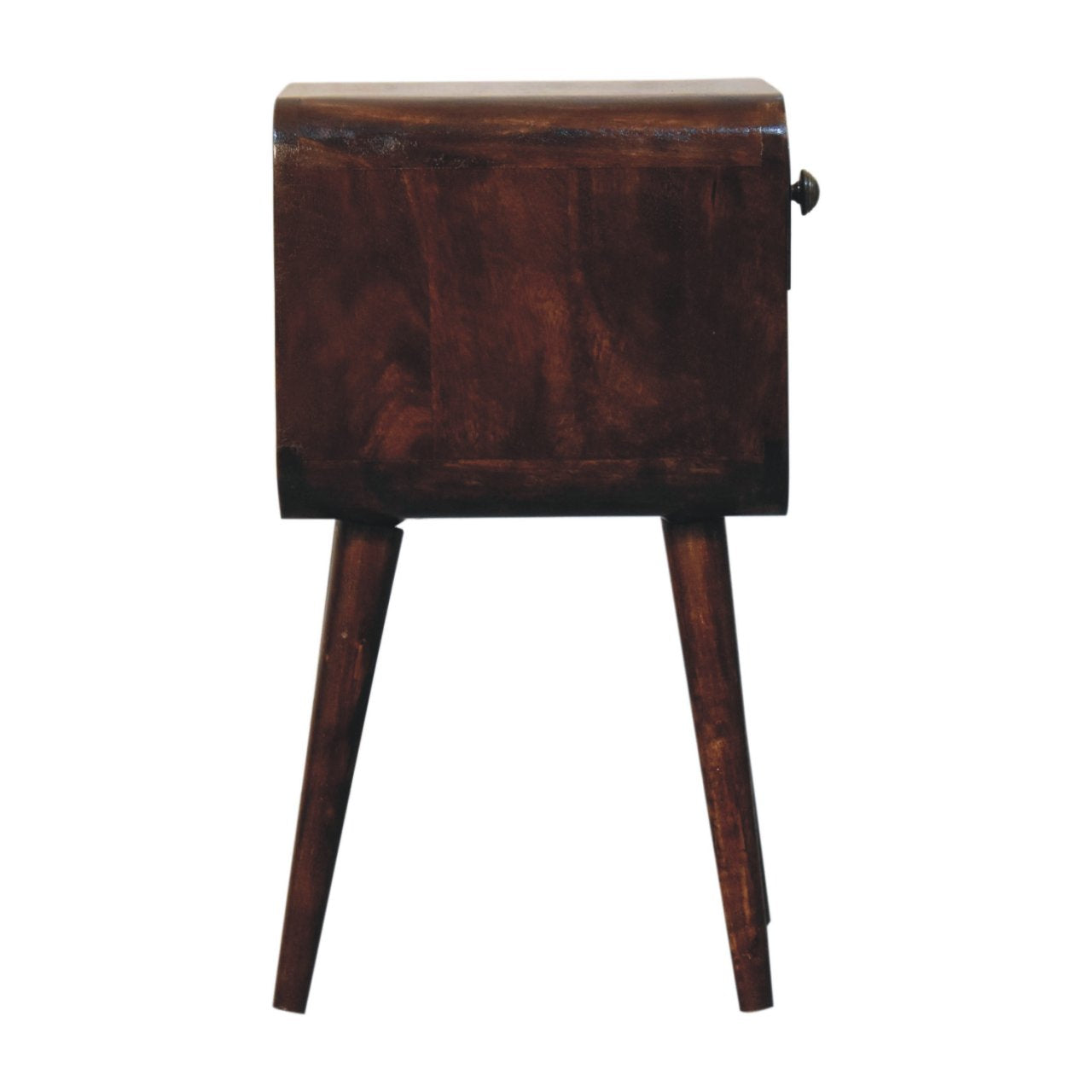 Mini California Walnut Curved Bedside with Lower Slot Bedside Table
