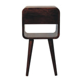 Mini California Walnut Curved Bedside with Lower Slot Bedside Table