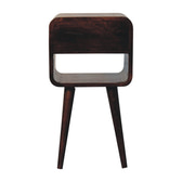 Mini California Walnut Curved Bedside with Lower Slot Bedside Table