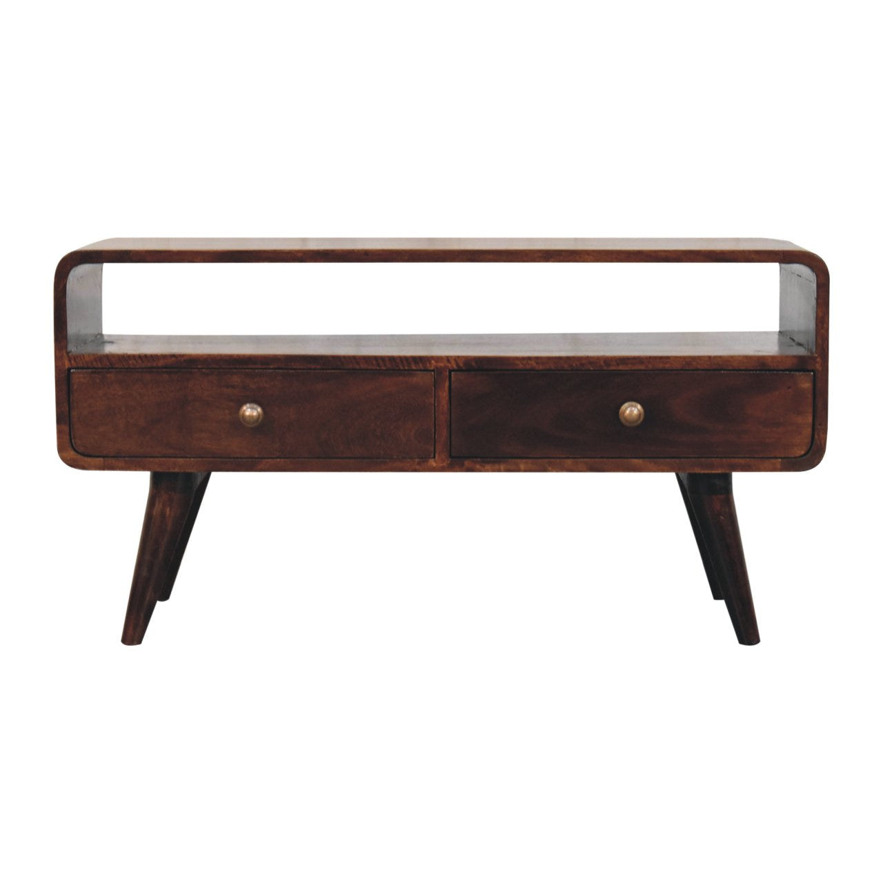 Curved California Walnut TV Media Unit